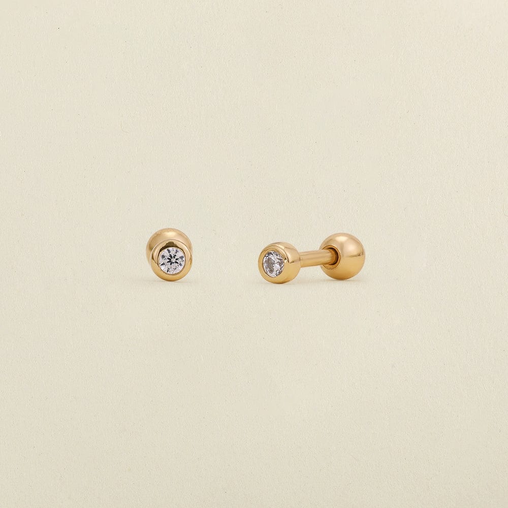 CZ Bezel Stud Earrings Gold Vermeil Earring