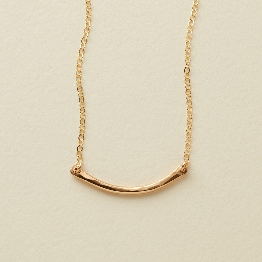 Mini Hammered Crescent Bar Necklace