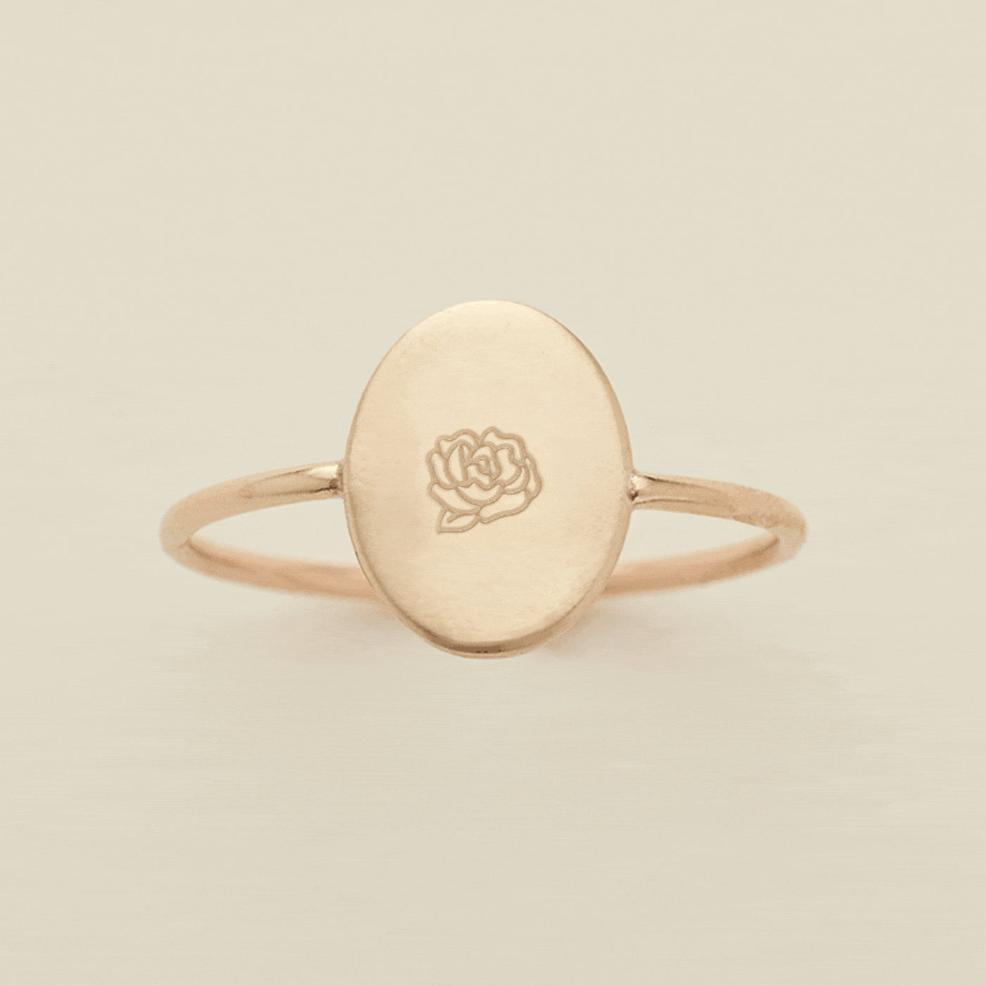 Oval Customized Ring - Initial or Birth Flower Gold Filled / 5 Ring