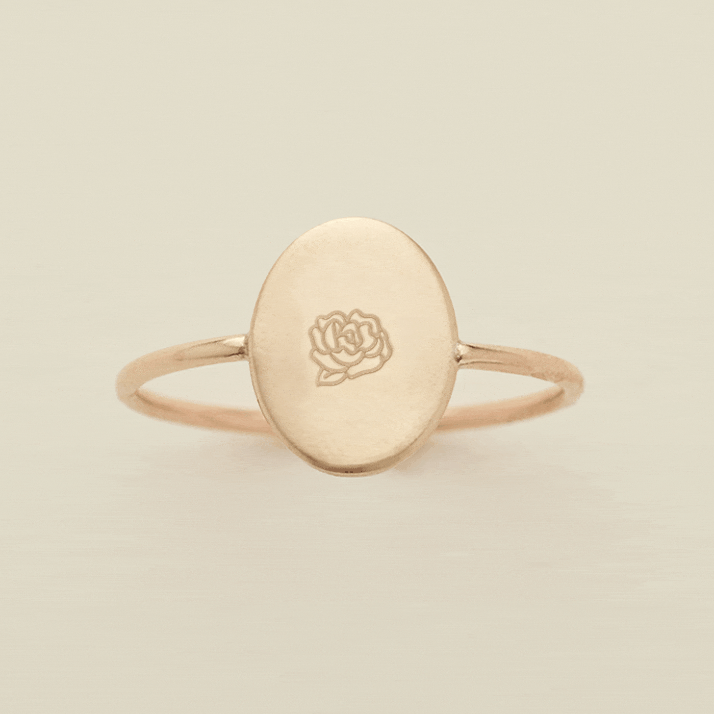 Oval Customized Ring - Initial or Birth Flower Gold Filled / 5 Ring