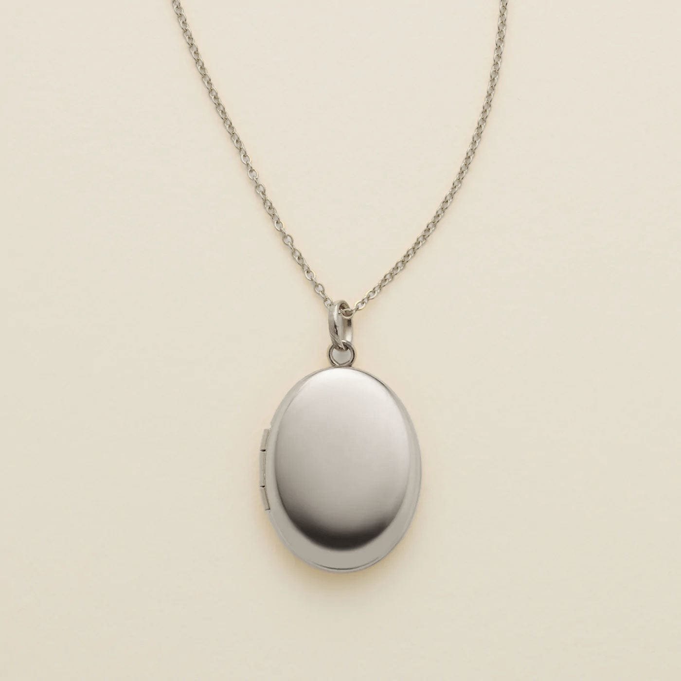 Oval Locket Necklace Silver / 16"-18" Necklace