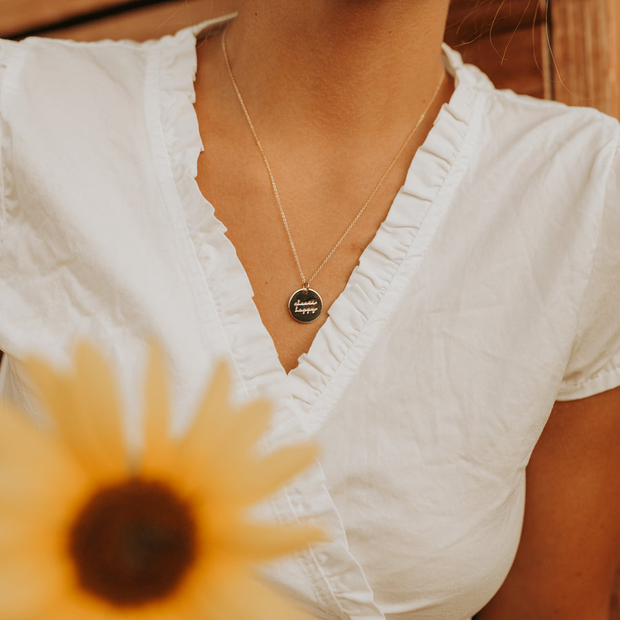 Pause Collection Disc Necklace Lifestyle