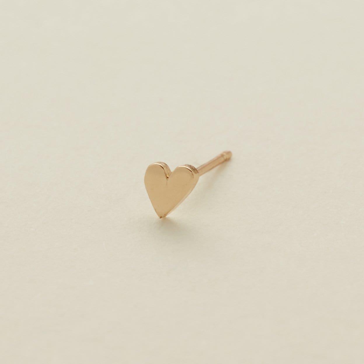 14k Solid Gold Heart Earring - Single Stud 14k Solid Gold Earring