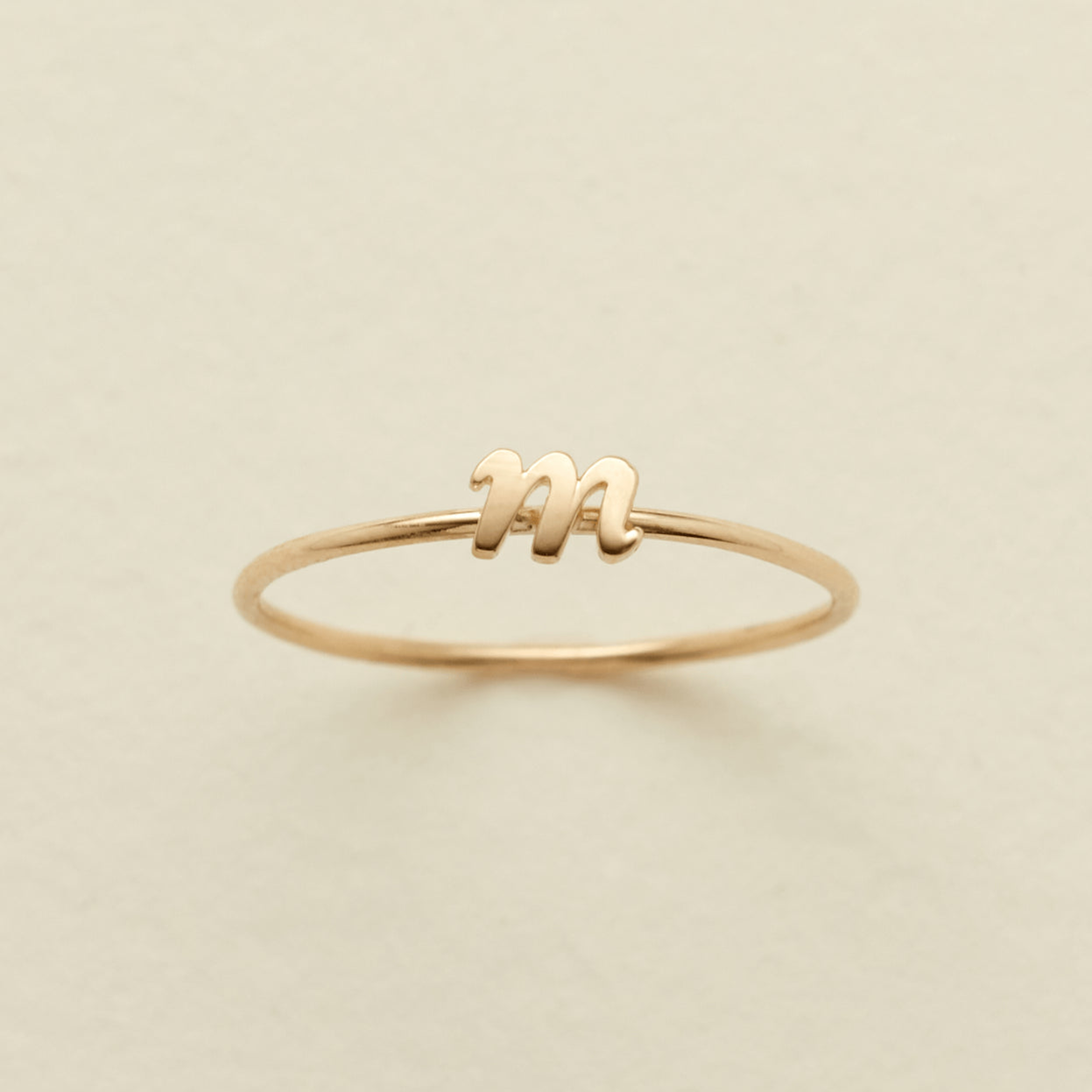 Made By Mary Solid Gold Letter Ring | Custom Font, Handmade w/ Love