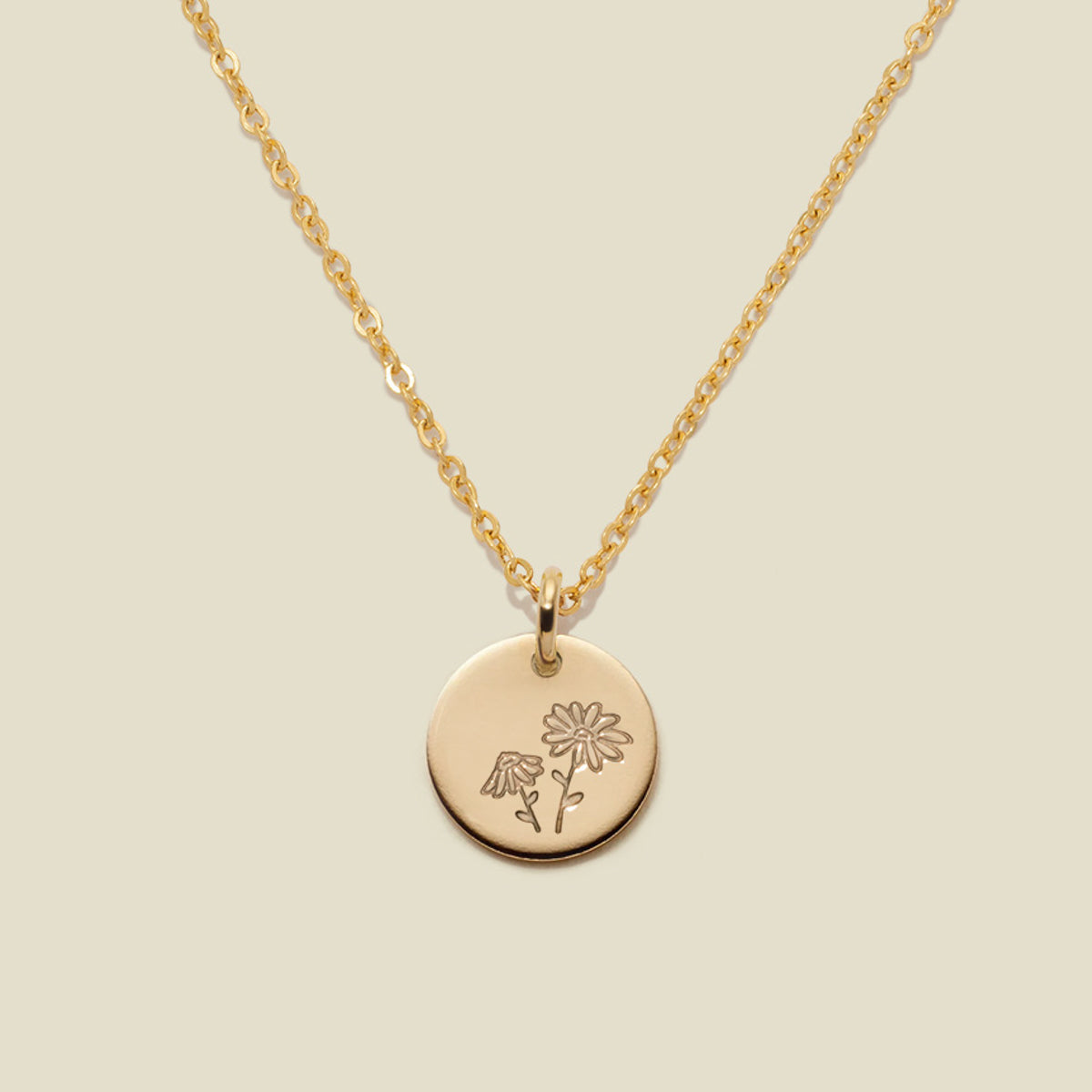 April Birth Flower Necklace Gold Filled / 3/8" / 16"-18" Necklace