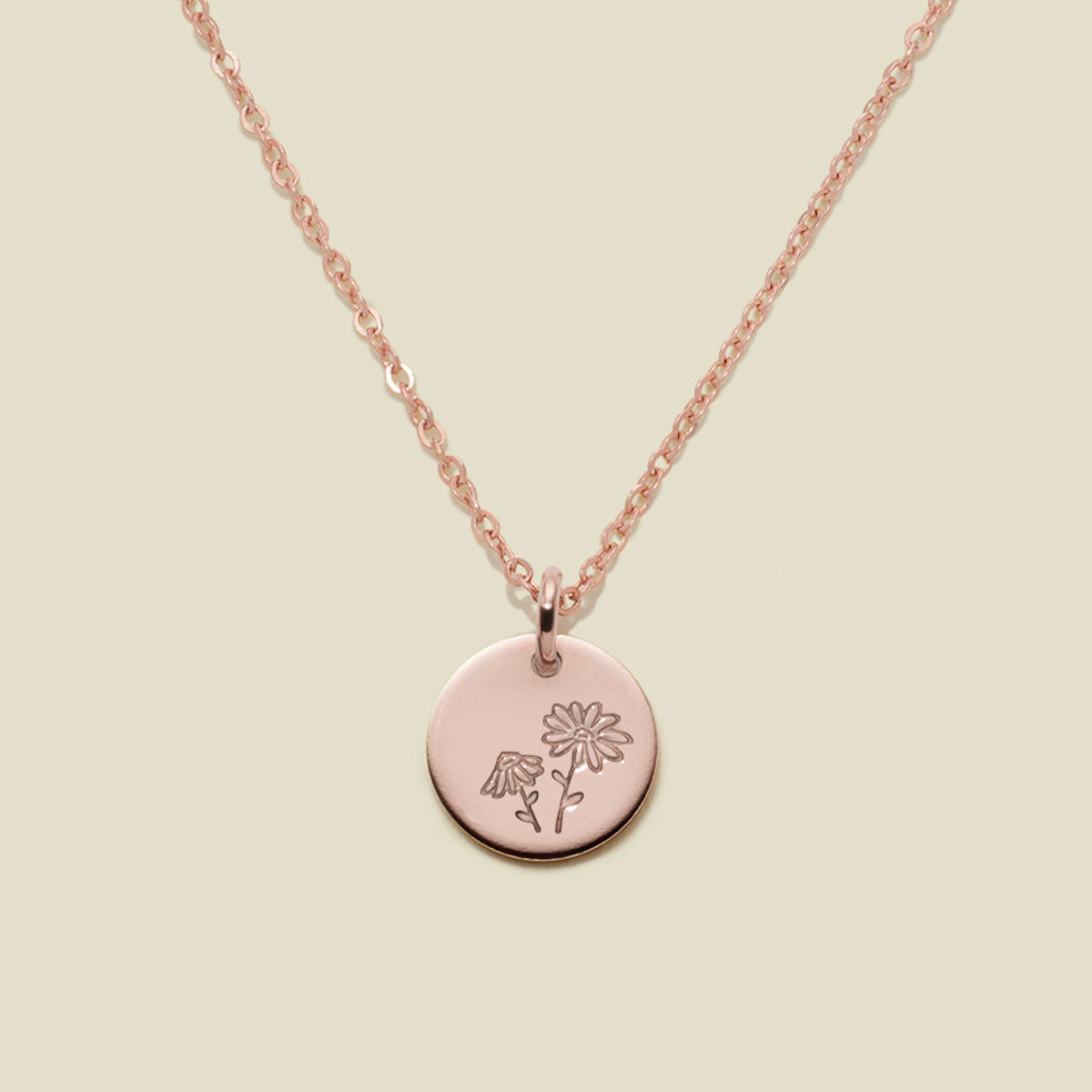 April Birth Flower Necklace Rose Gold Filled / 3/8" / 16"-18" Necklace