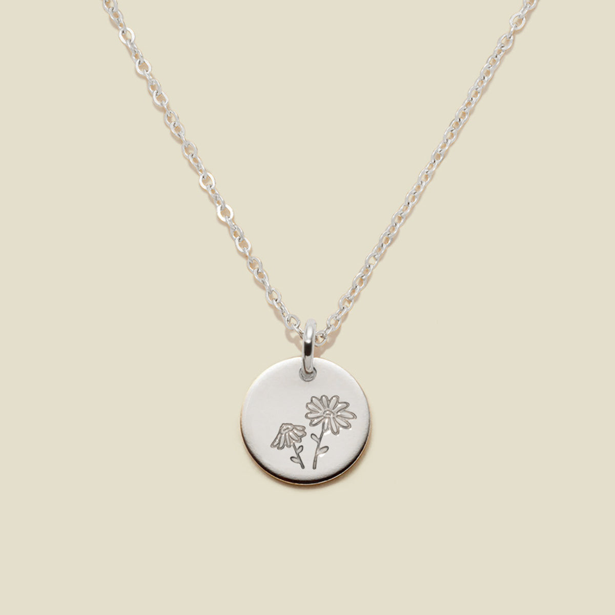 April Birth Flower Necklace Silver / 3/8" / 16"-18" Necklace
