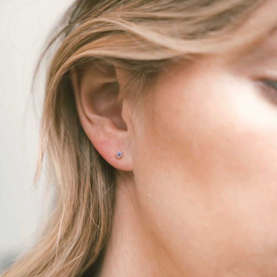 April Birthstone Stud Earrings Gold Vermeil Earring