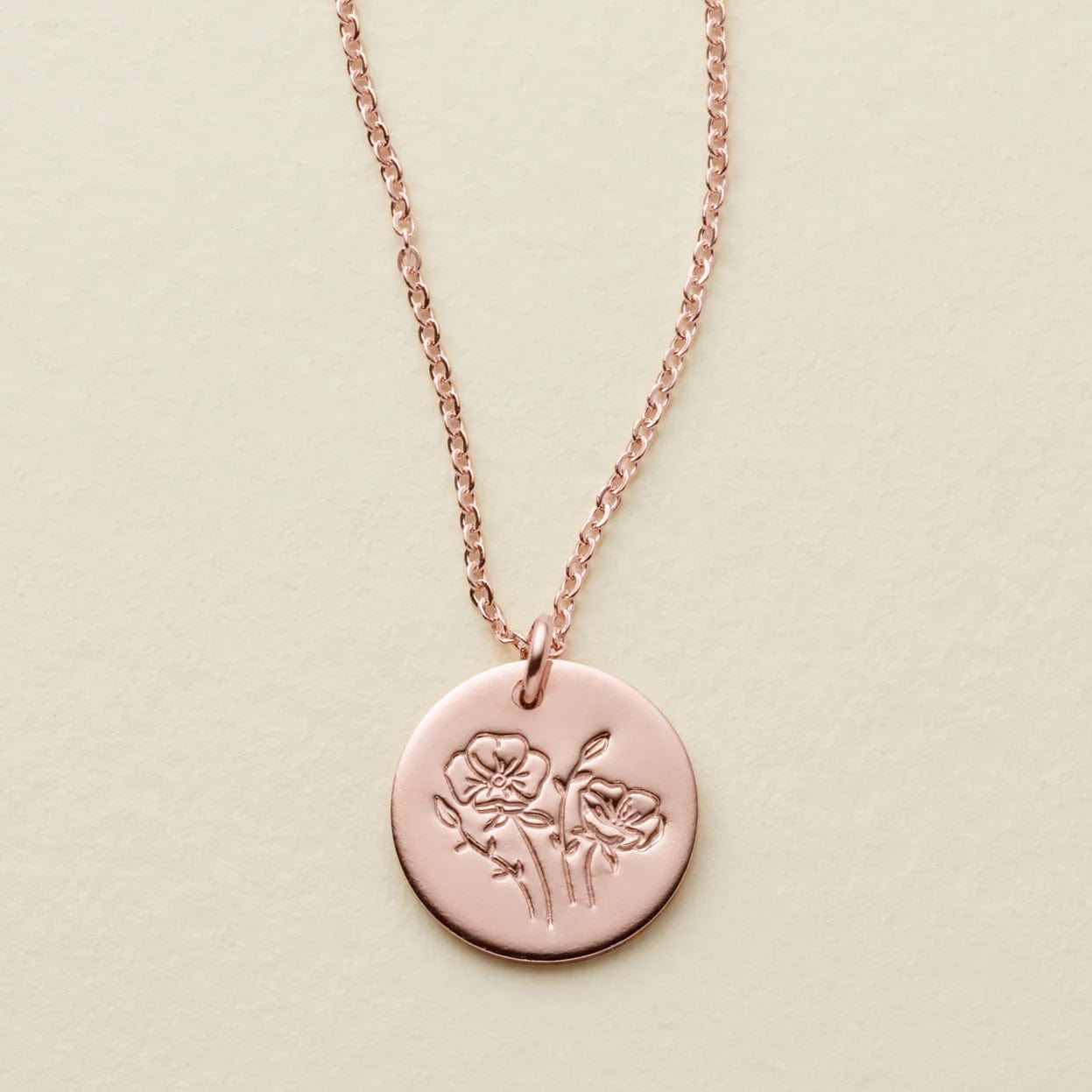 August Birth Flower Necklace Rose Gold FIlled / 1/2" / 16"-18" Necklace
