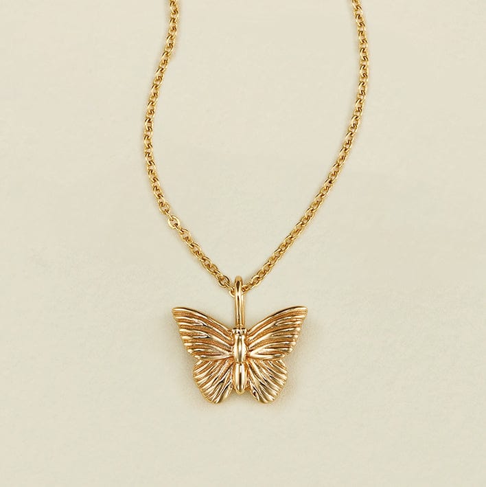 Butterfly Pendant Necklace Gold Vermeil / 16"-18" Necklace