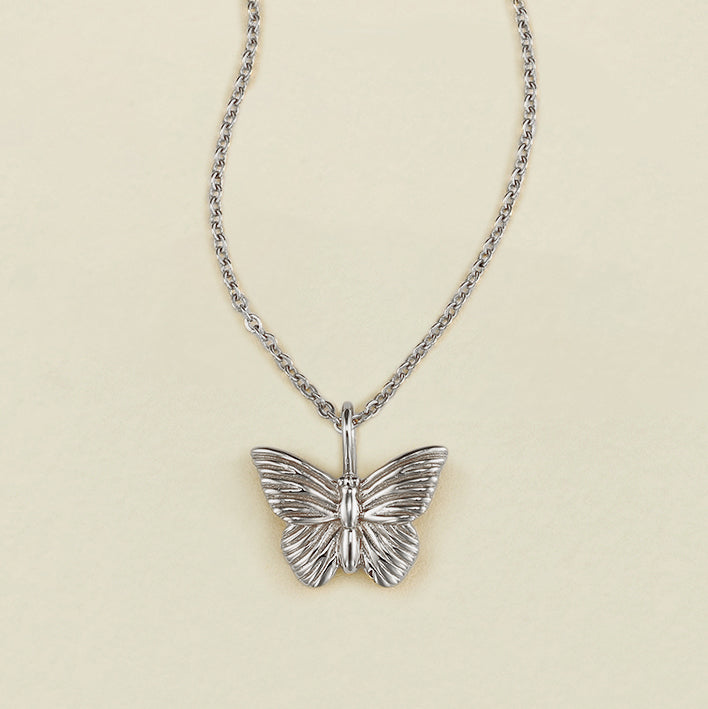 Butterfly Pendant Necklace Silver / 16"-18" Necklace