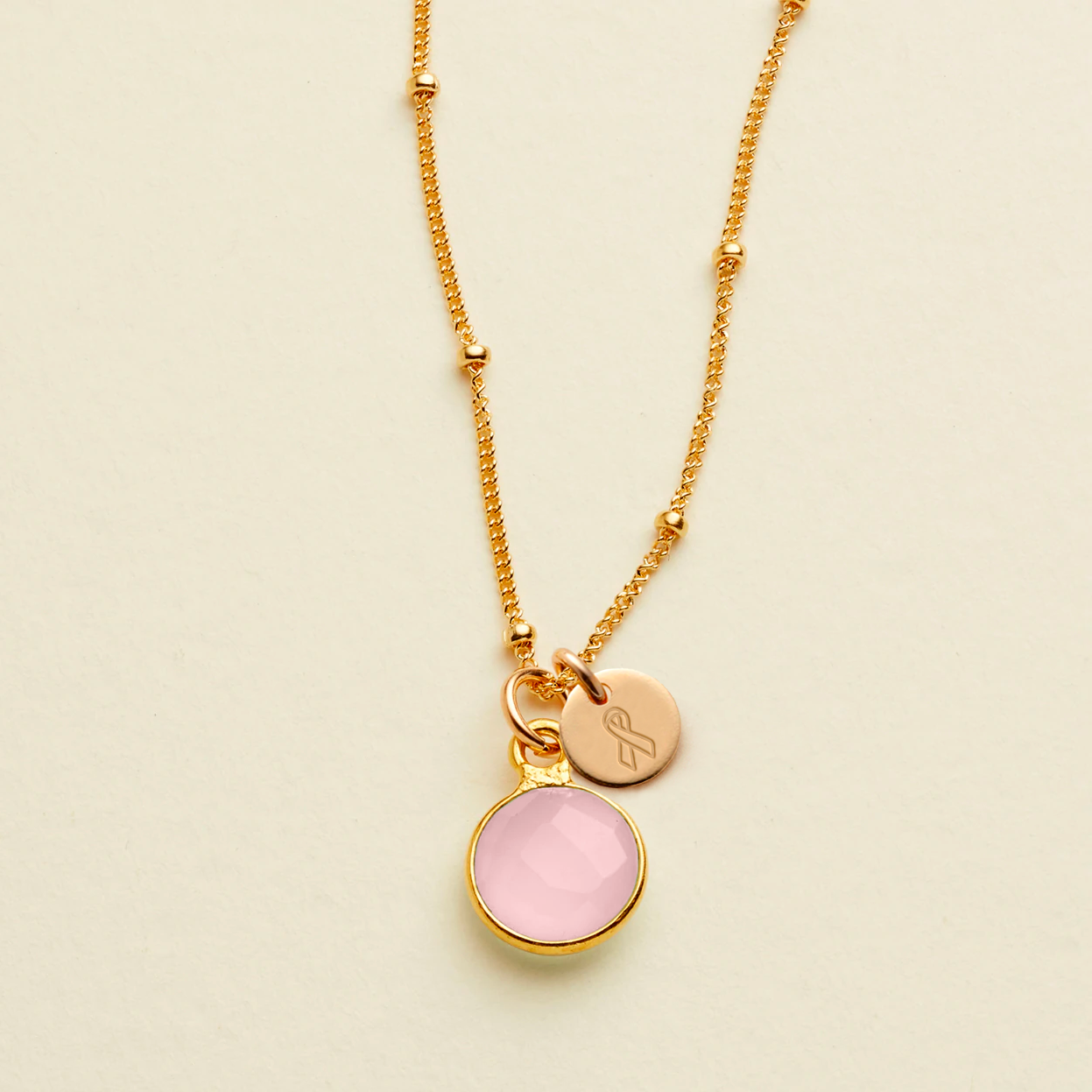 Cancer Awareness Necklace Gold Filled / Breast Necklace