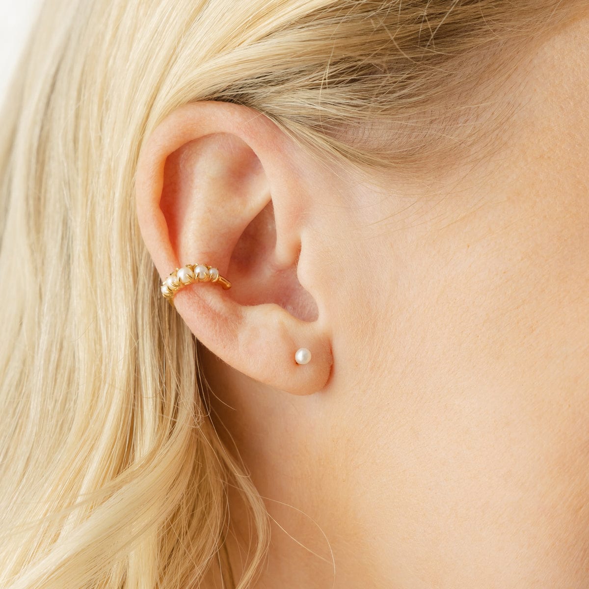 Crescent Pearl Ear Cuff Gold Vermeil Earring