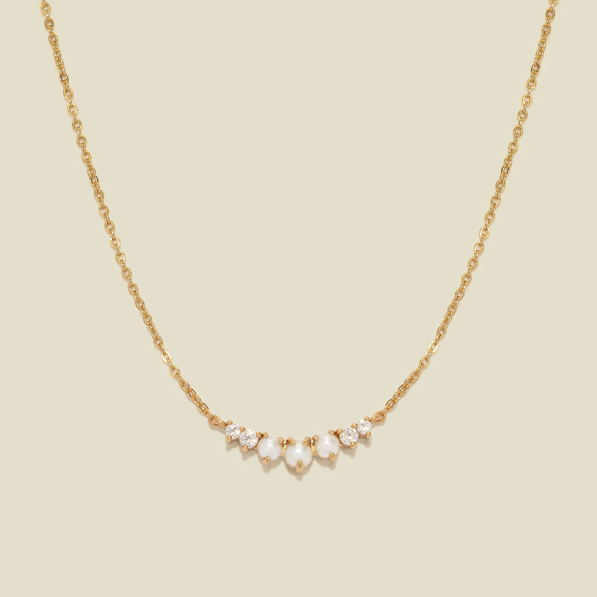 Crescent Pearl Necklace Gold Vermeil Necklace