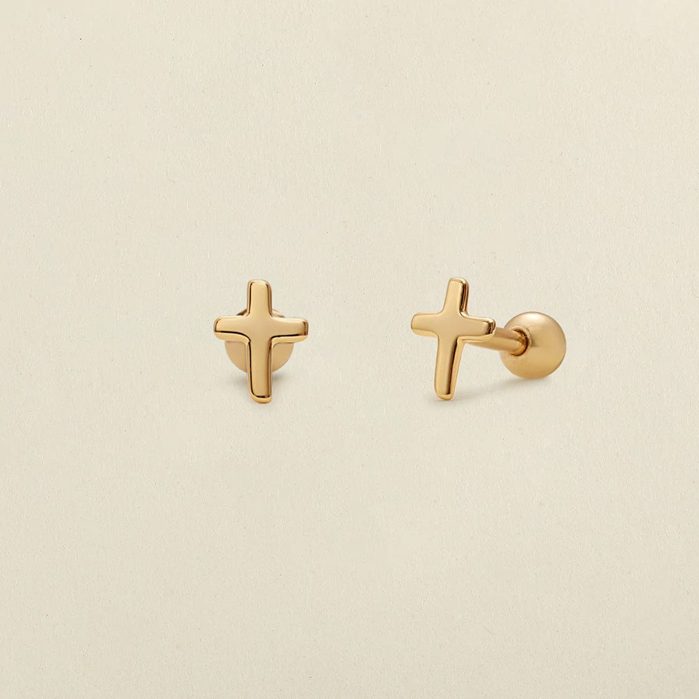 Cross Stud Earrings Gold Vermeil Earring
