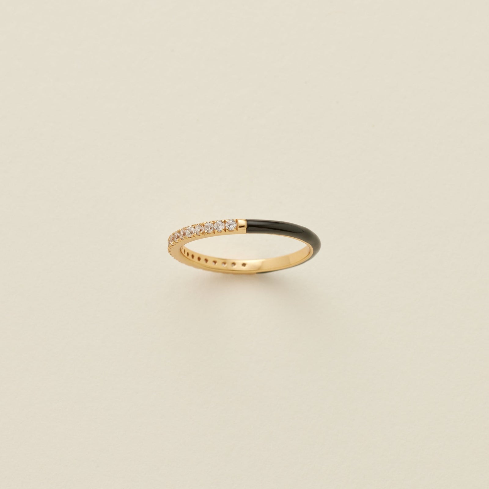 CZ Enamel Ring Black / Gold Vermeil / 5 Ring