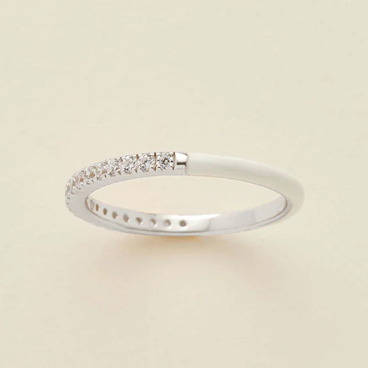 CZ Enamel Ring White / Silver / 5 Ring