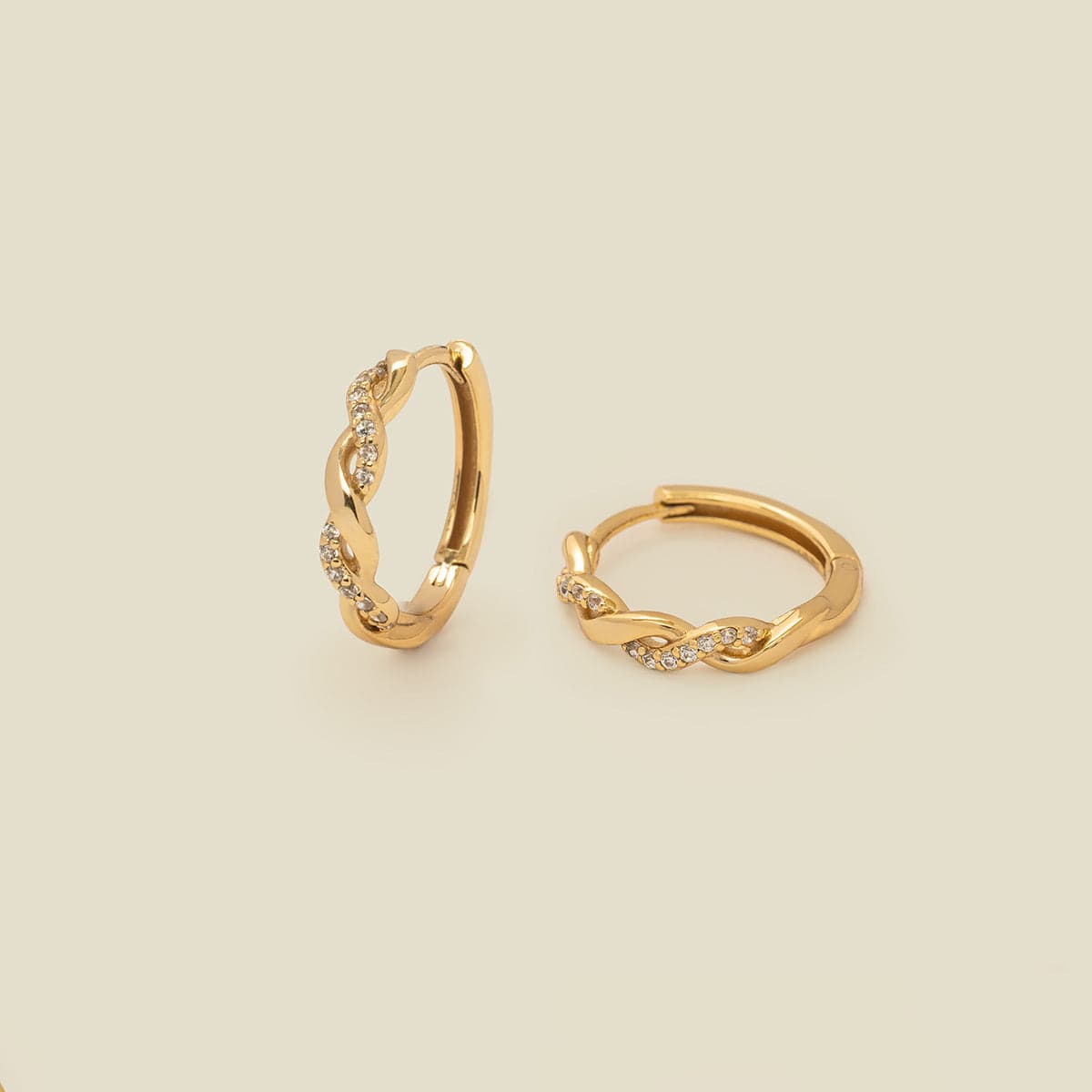 CZ Laurel Hoop Earrings Gold Vermeil Earring