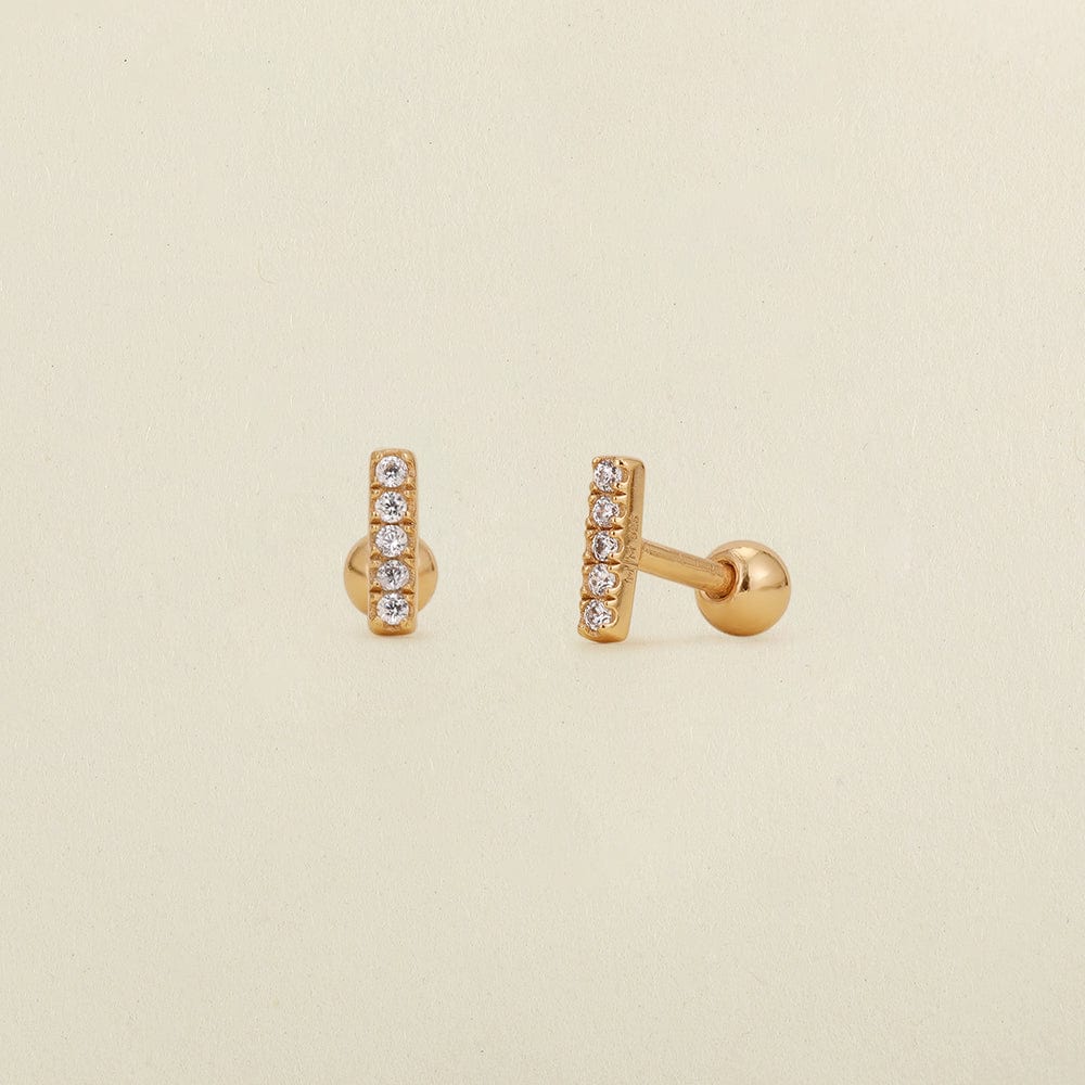 CZ Mini Bar Stud Earrings Gold Vermeil Earring
