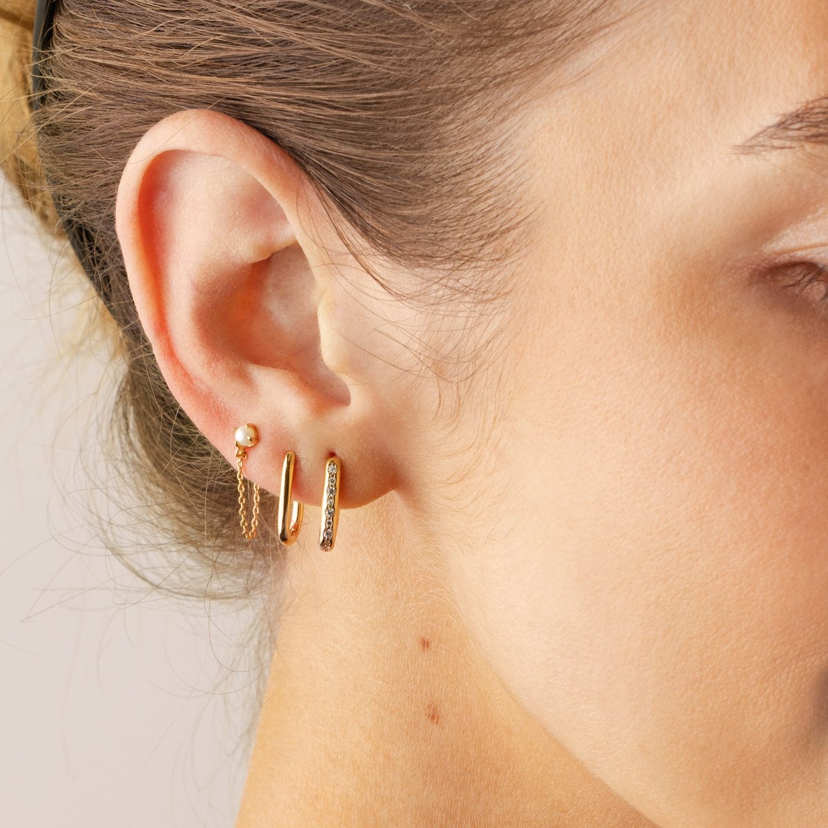 CZ Paperclip Hoop Earrings Earring