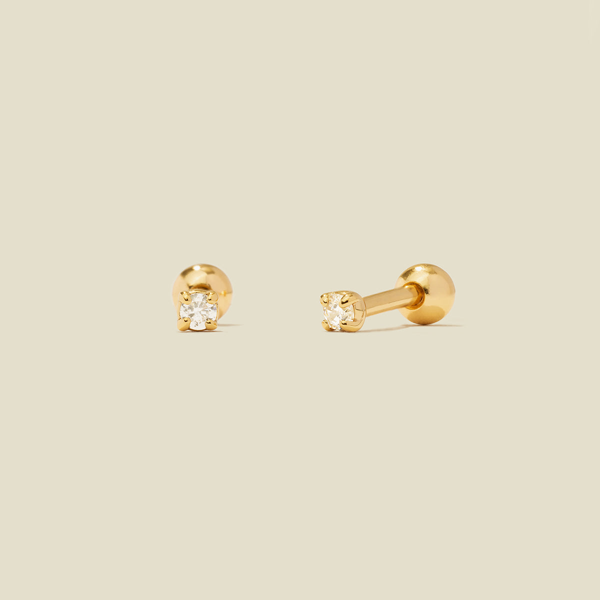 CZ Petite Prong-Set Stud Earrings Gold Vermeil Earring