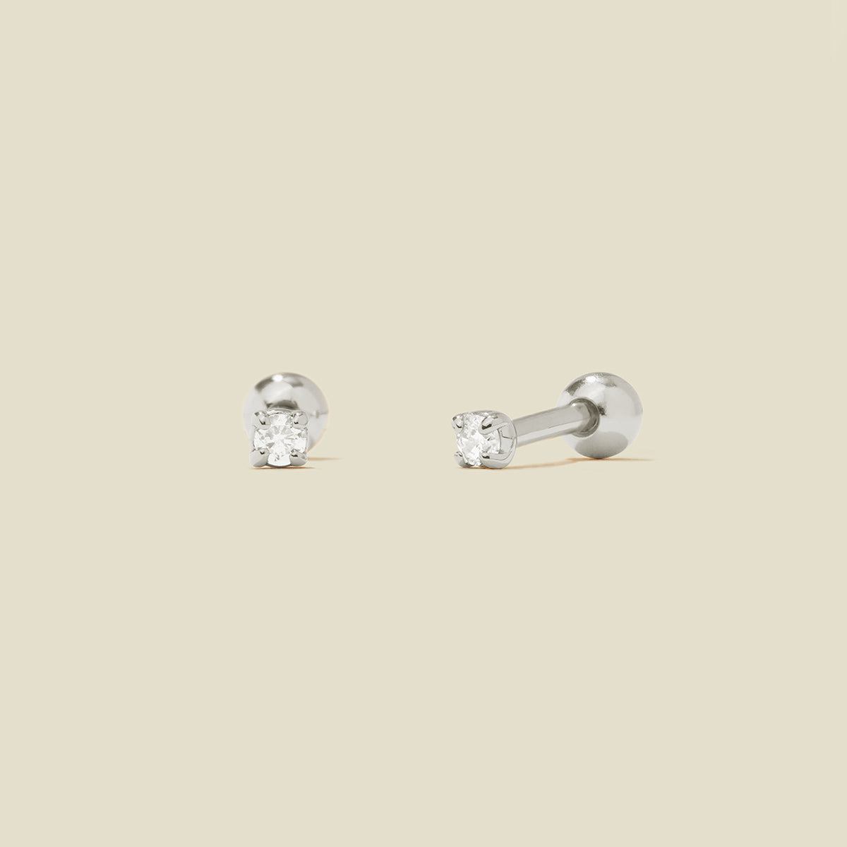 CZ Petite Prong-Set Stud Earrings Silver Earring