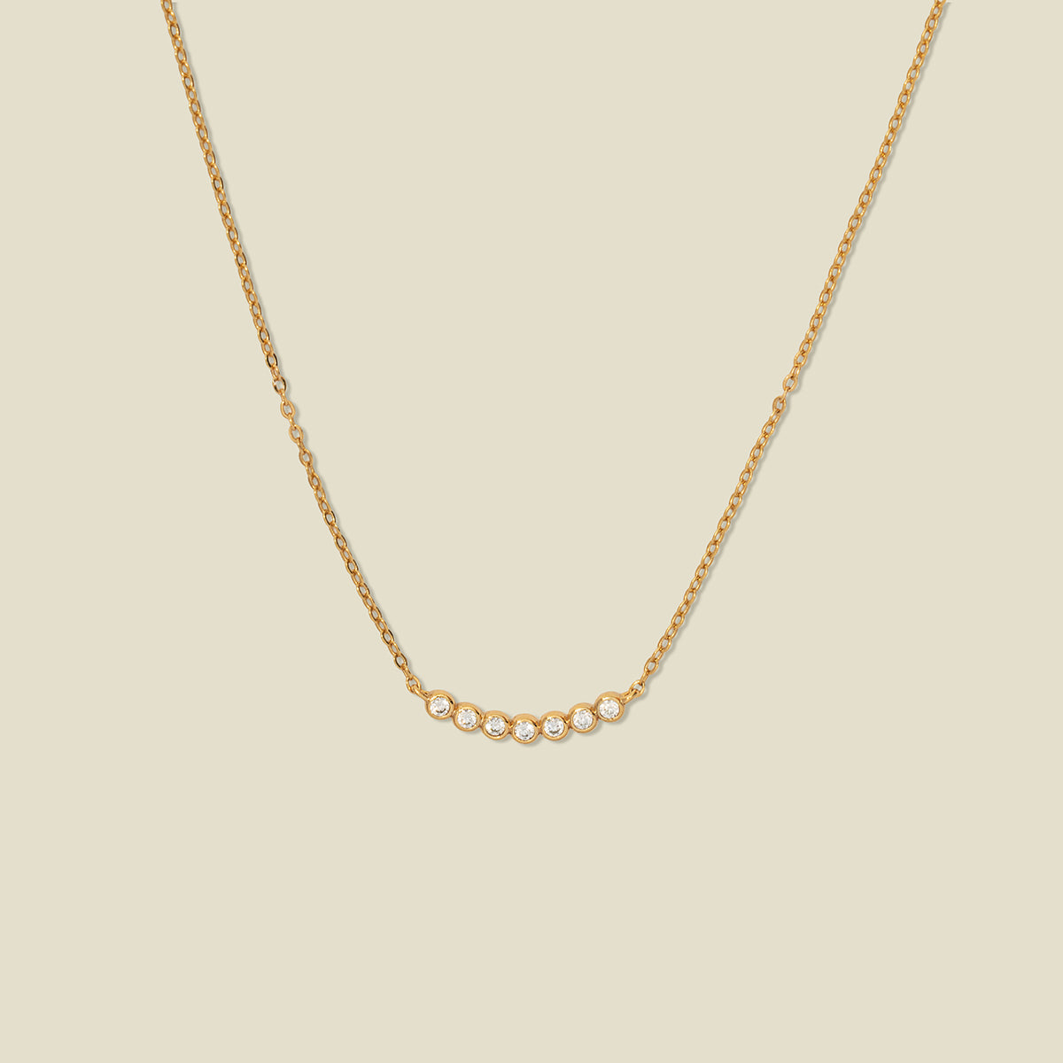 CZ Poppy Crescent Necklace Gold Vermeil Necklace