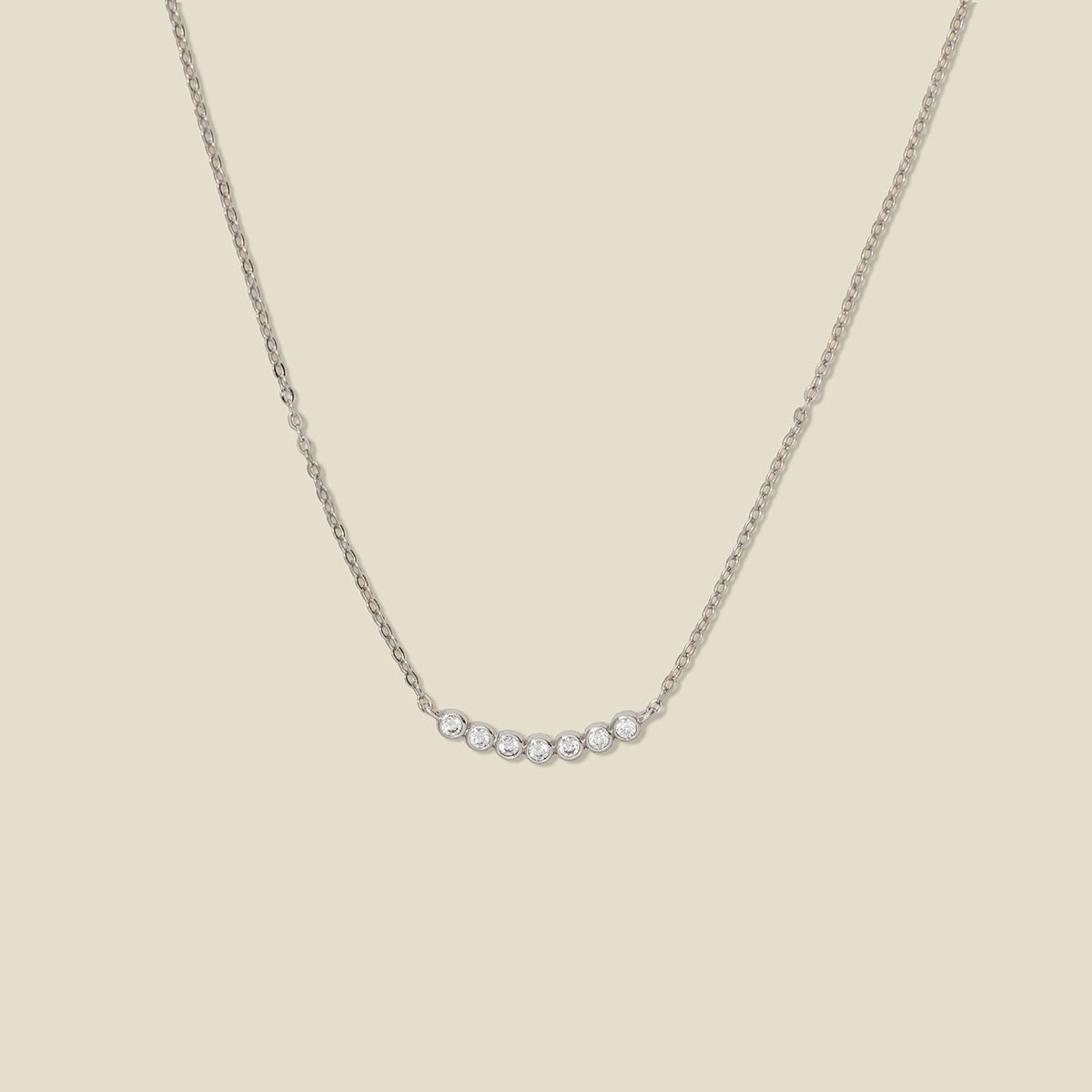 CZ Poppy Crescent Necklace Silver Necklace
