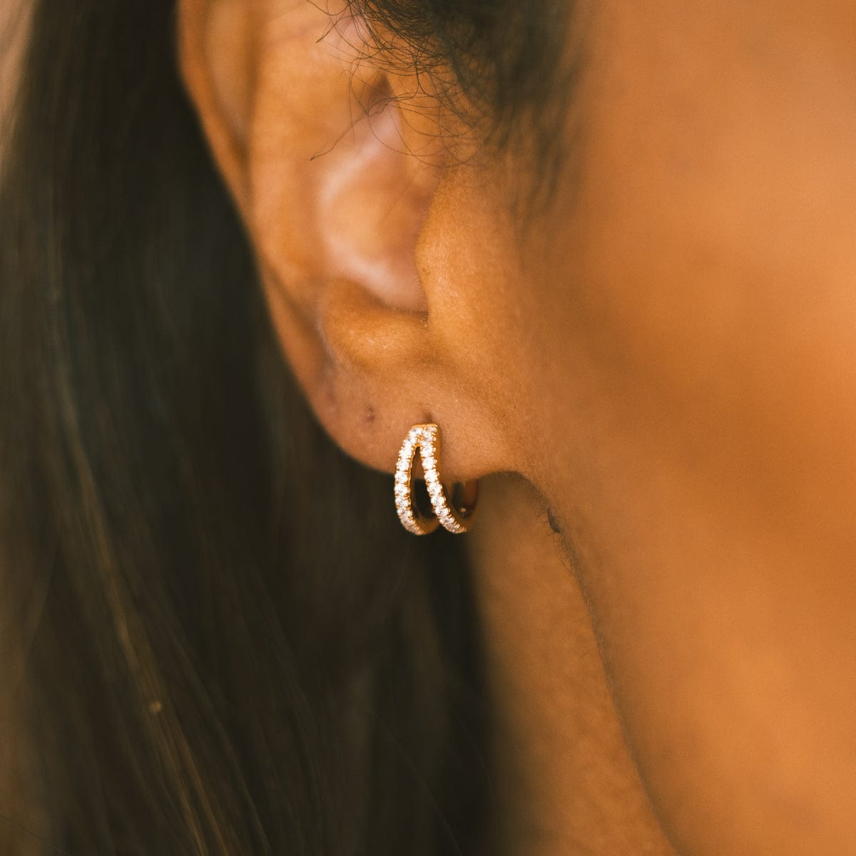 CZ Split Huggie Hoop Earrings Earring