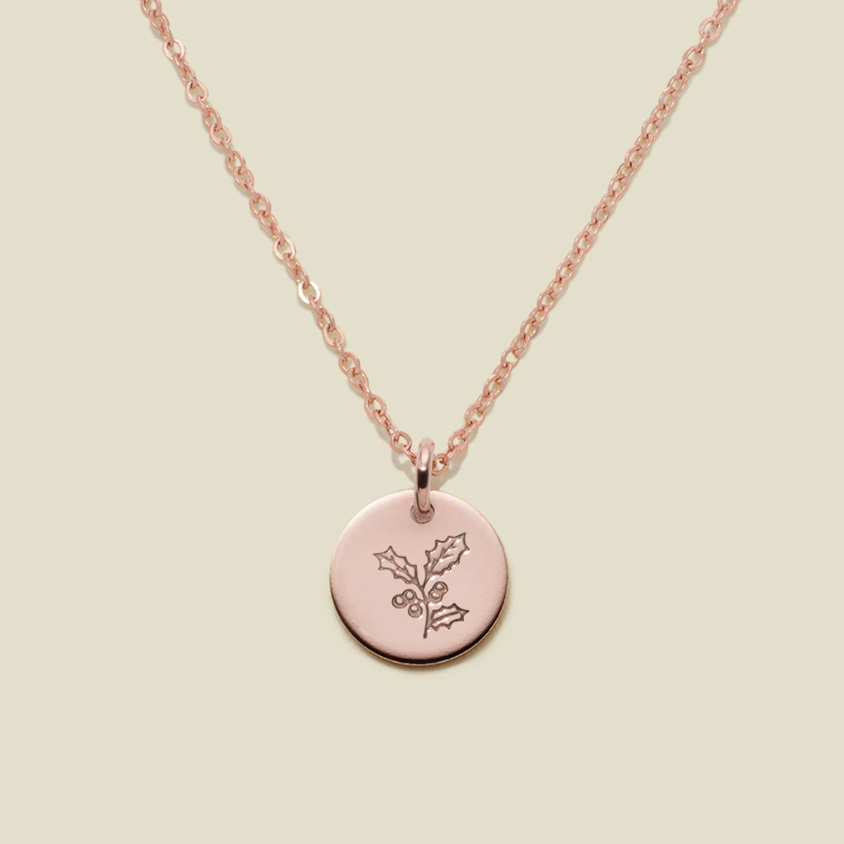 December Birth Flower Necklace Rose Gold Filled / 3/8" / 16"-18" Necklace