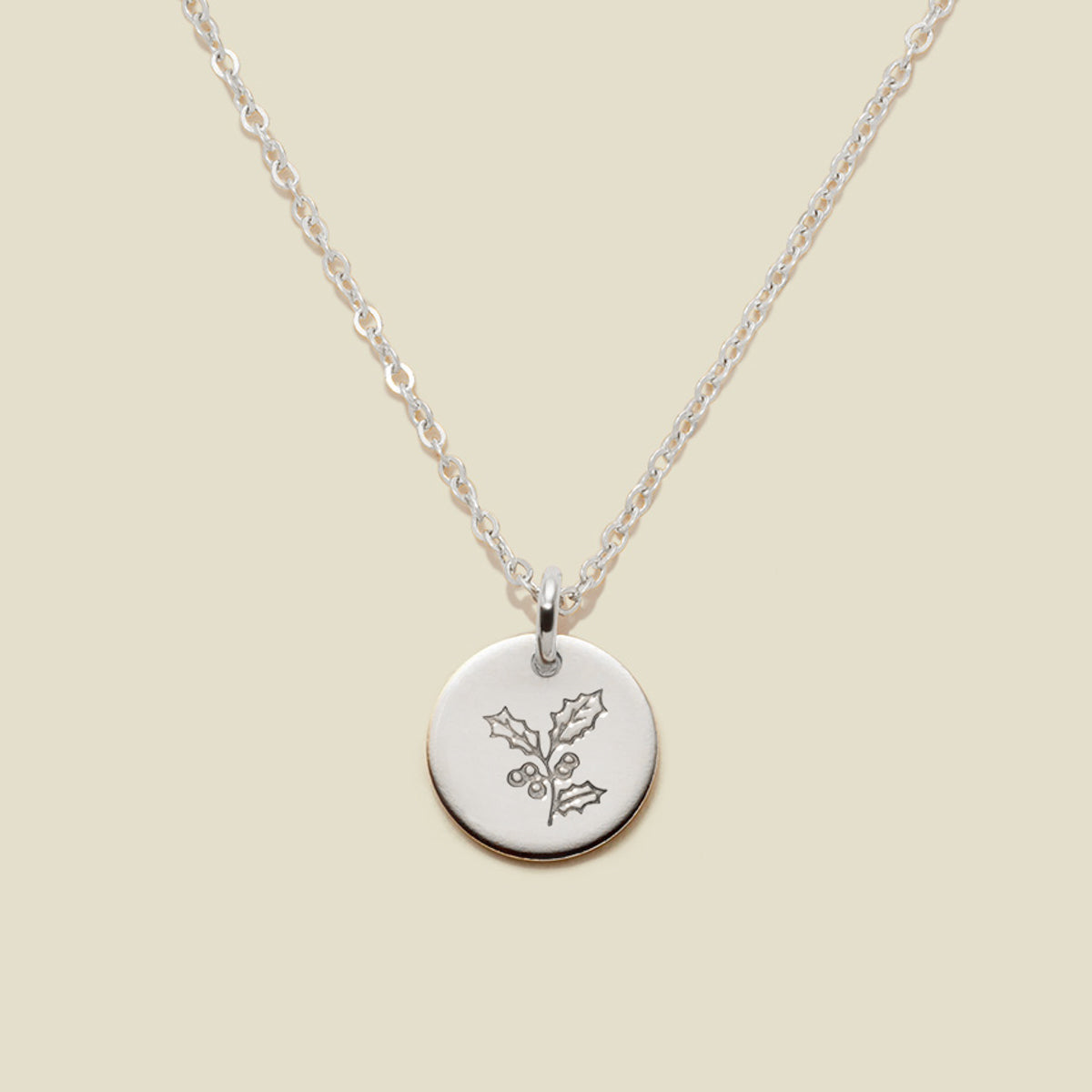 December Birth Flower Necklace Silver / 3/8" / 16"-18" Necklace