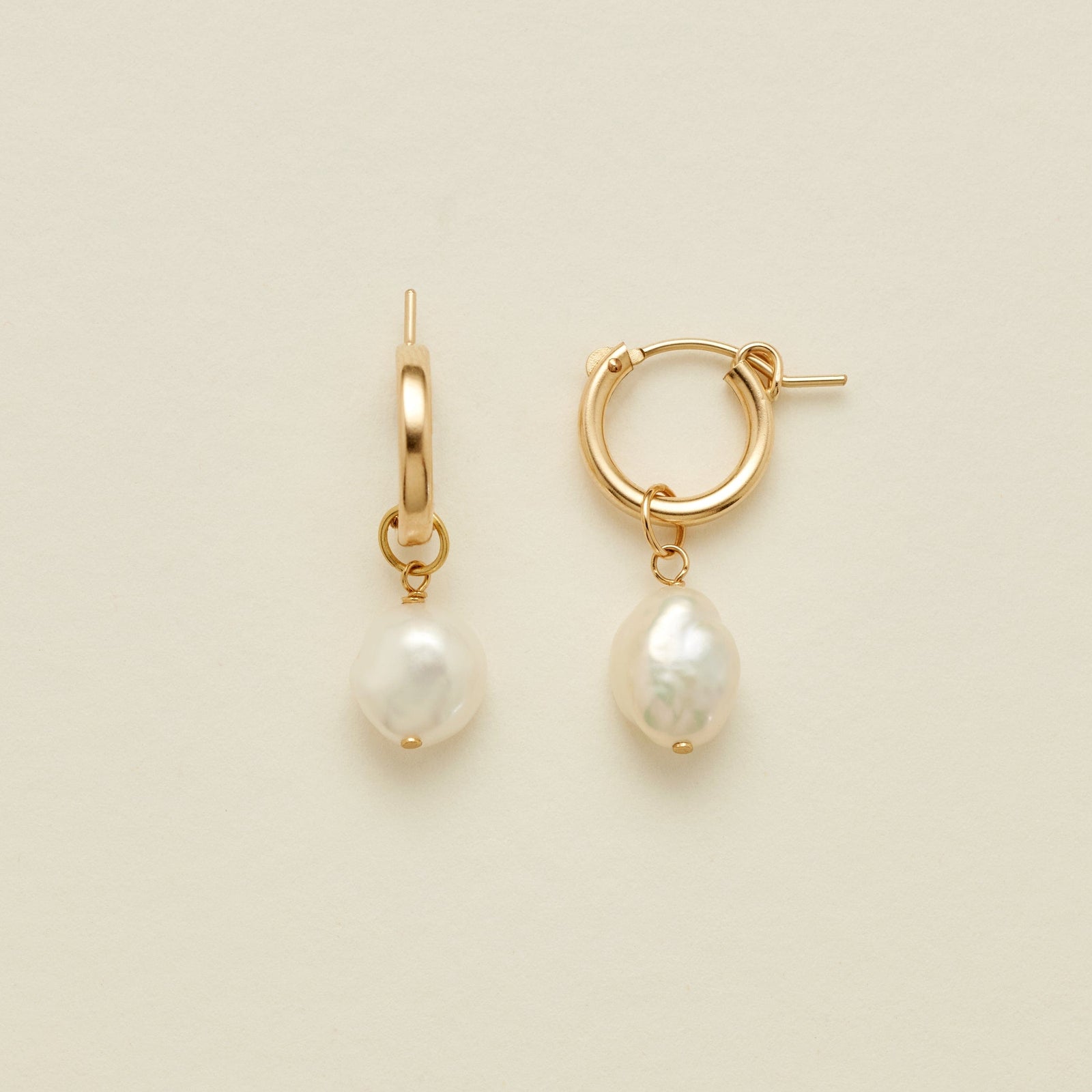Drop Pearl Hoop Earrings Gold Filled Earring