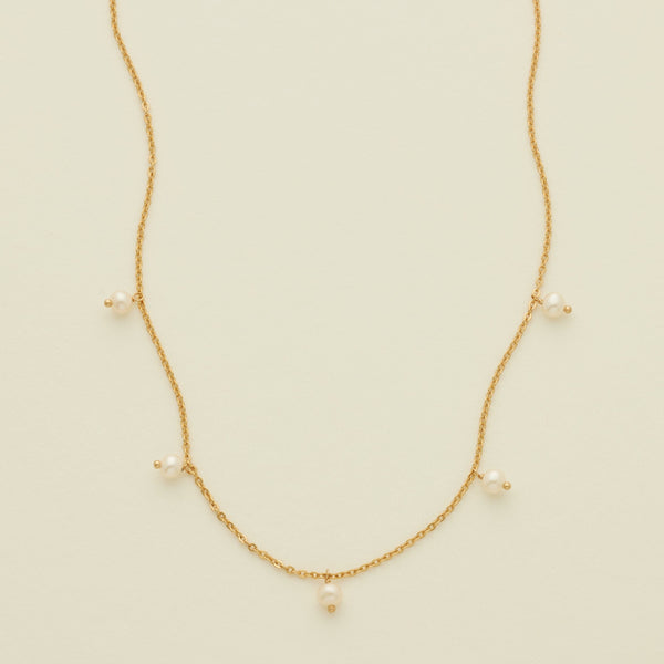 Genuine Dainty Freshwater Floating Pearl Necklace - Gold Filled - Ster –  The Cord Gallery