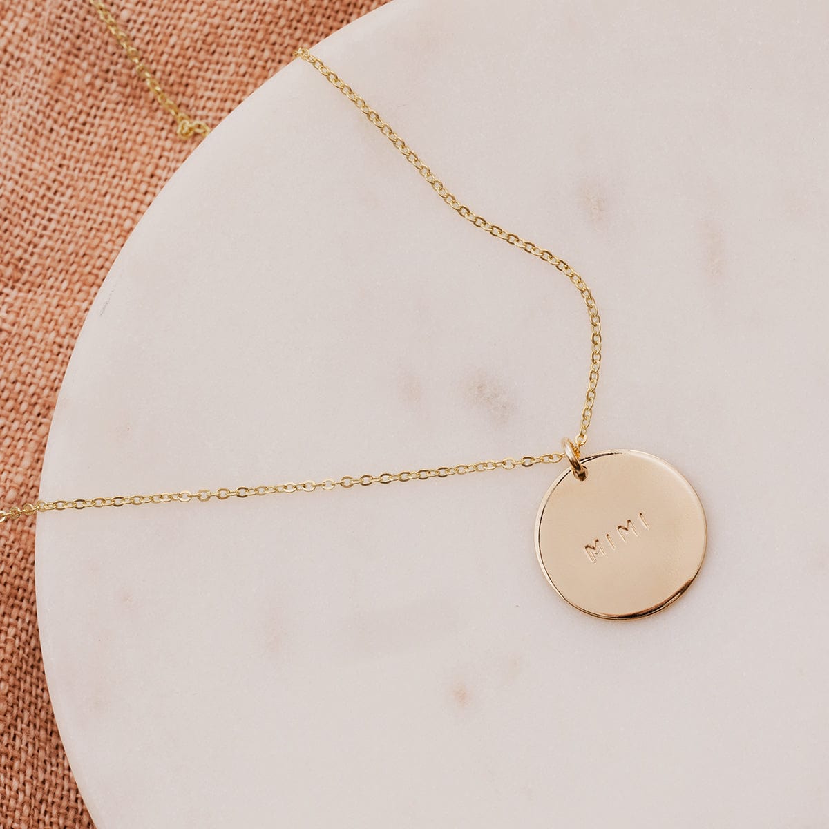 Front Locked With Engraved Disc Pendant - Organic Pearls Necklace - Gold  Electroplated