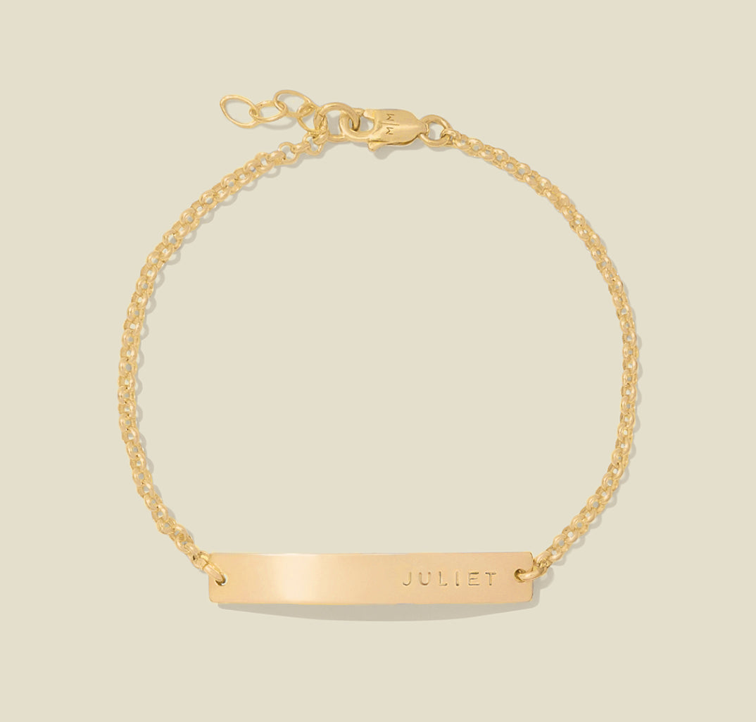 Horizontal Bar Bracelet | 1.25" horizontal bar Gold Filled / 6" Bracelet