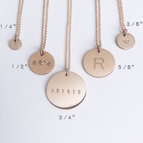 Initial Gold Disc Necklace and Gemstone / Silver Round Disc Personalized  Necklace, Turquoise Birthstone / Rose Gold Minimalist Necklace – HotMixCold