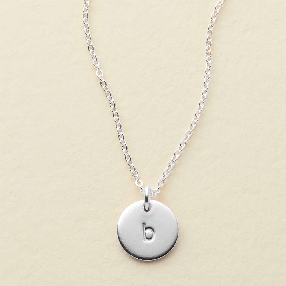 Initial Disc Necklace - 3/8" Silver / 16"-18" / 1 Disc Necklace