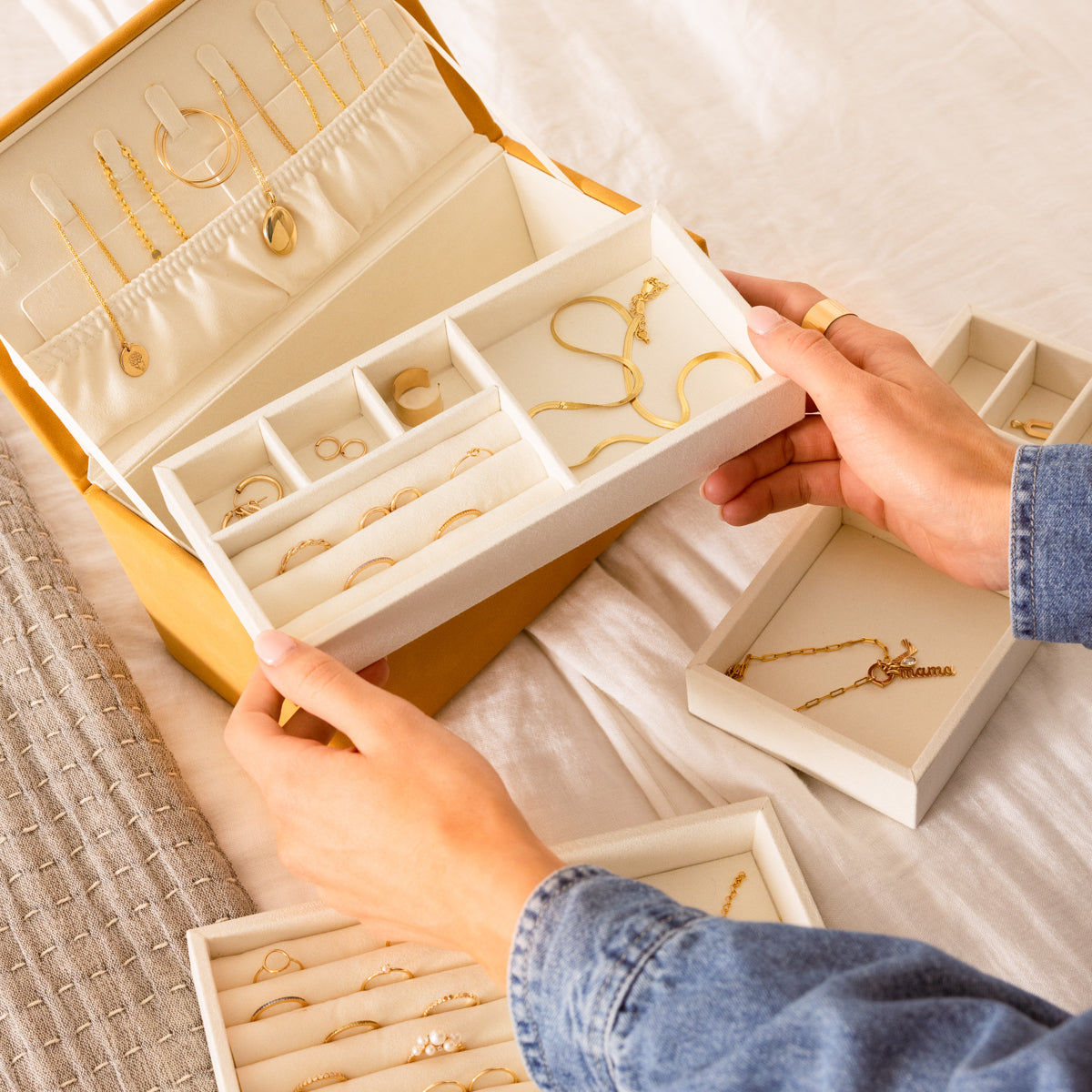Buy VMITRA Jewelry Storage Box With Lid Rings Earrings Necklace Holder Case  Classified Jewelry Organizer for Women Girls 2 Layer Acrylic Jewelry  Storage Box Dustproof Earring Box, Transparent Online at Best Prices in  India - JioMart.