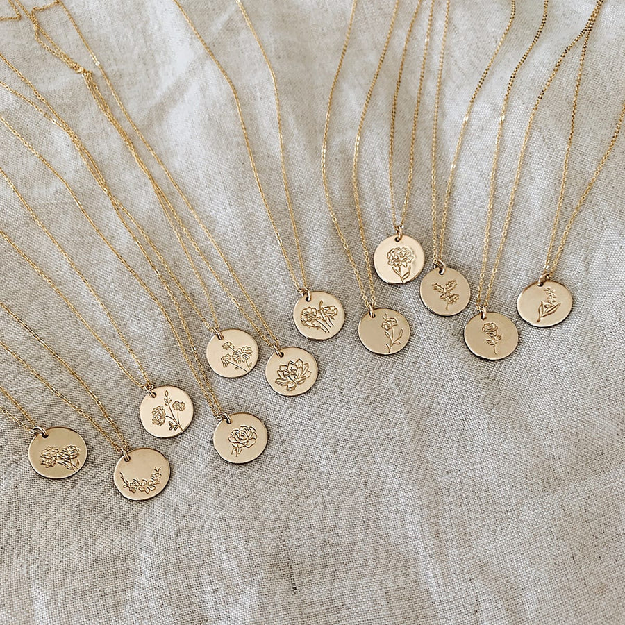 June Birth Flower Necklace Gold, Rose Gold, Silver Birth Flower Necklace Made By Mary