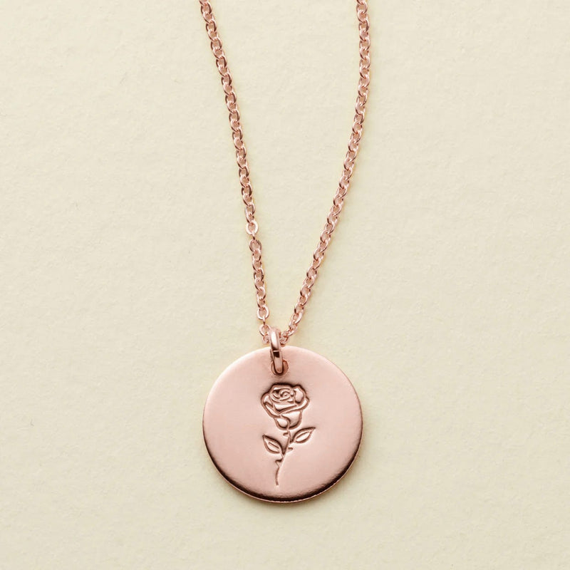 June Birth Flower Necklace Gold, Rose Gold, Silver Birth Flower Necklace Made By Mary