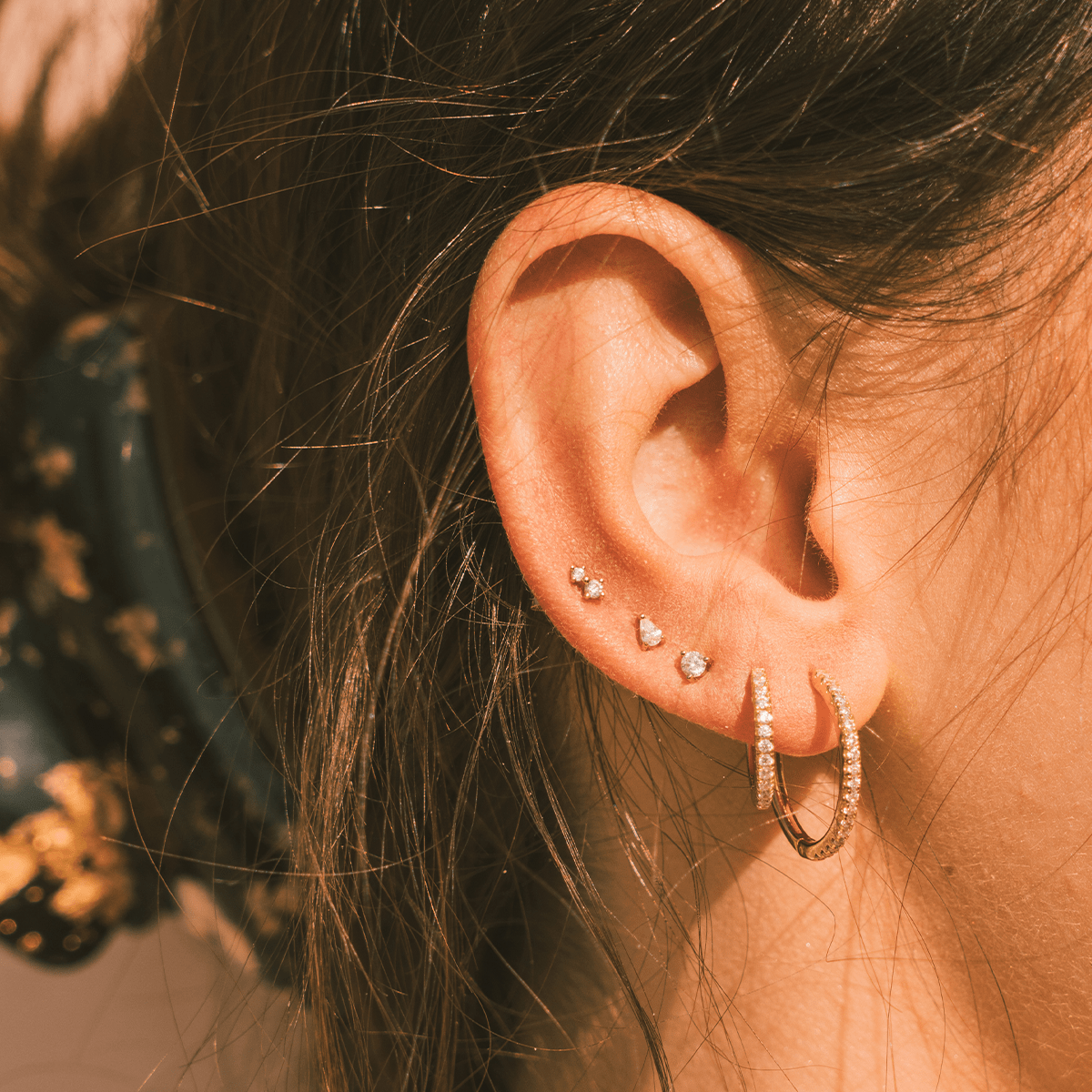 Luxe Double Stone Stud Earrings Gold Vermeil Earring