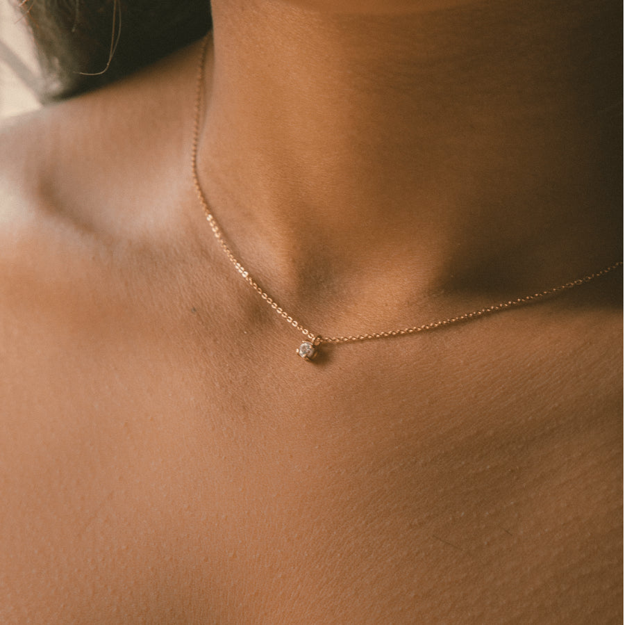 Luxe Solitaire Necklace Lifestyle