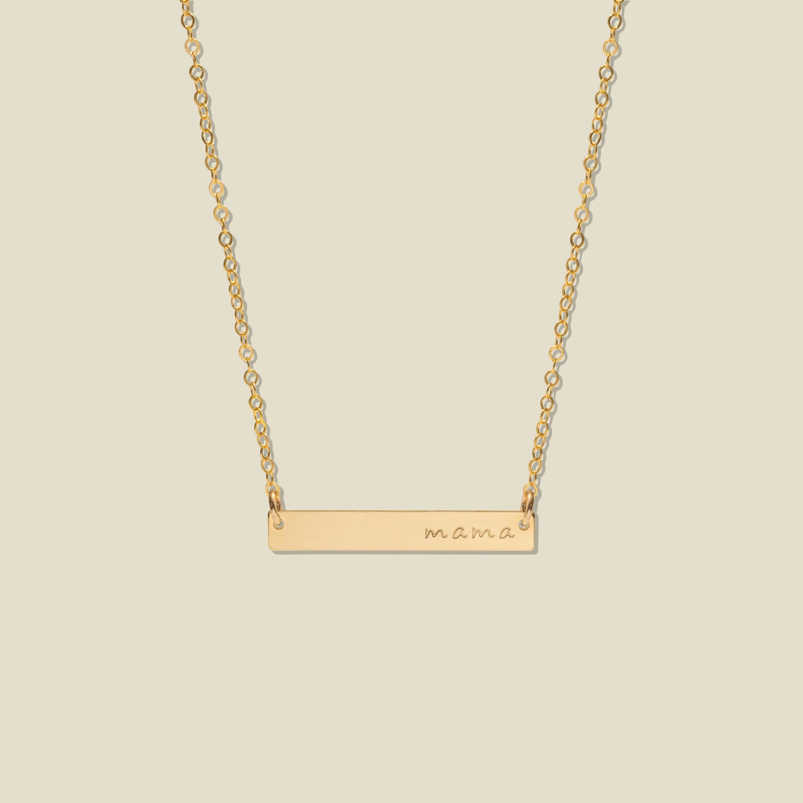 Mama Bar Necklace | 1.25" horizontal bar Gold Filled / 17"-19" Necklace