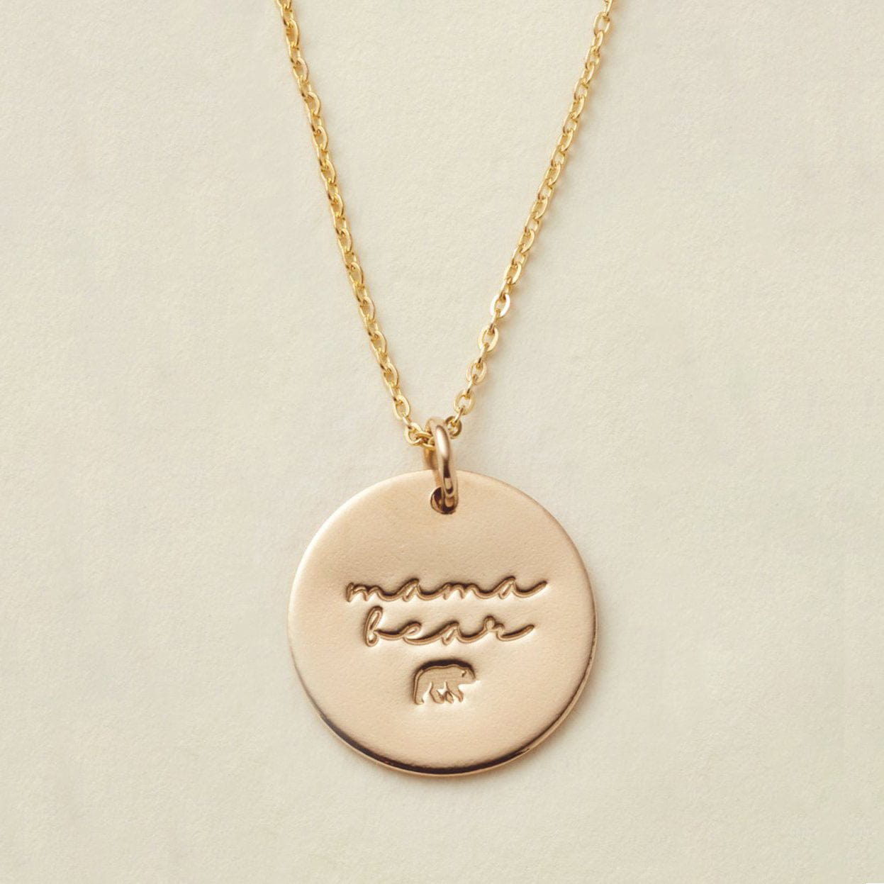 Mama Bear Disc Necklace- 5/8" Necklace