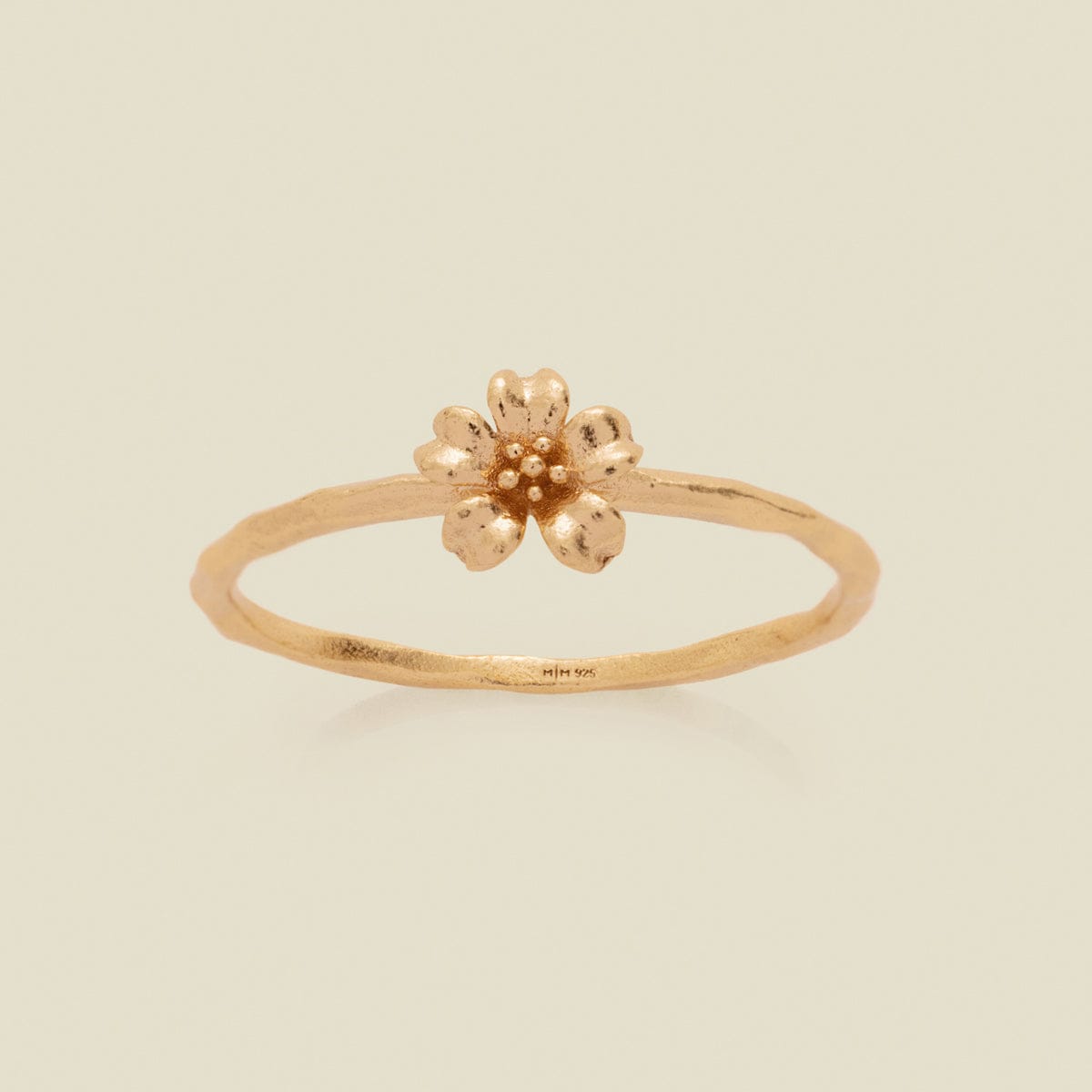 March Birth Flower Ring Gold Vermeil / 5 Ring