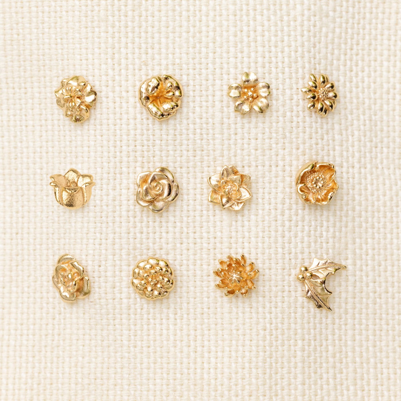 March Birth Flower Stud Earrings Gold Vermeil Earring