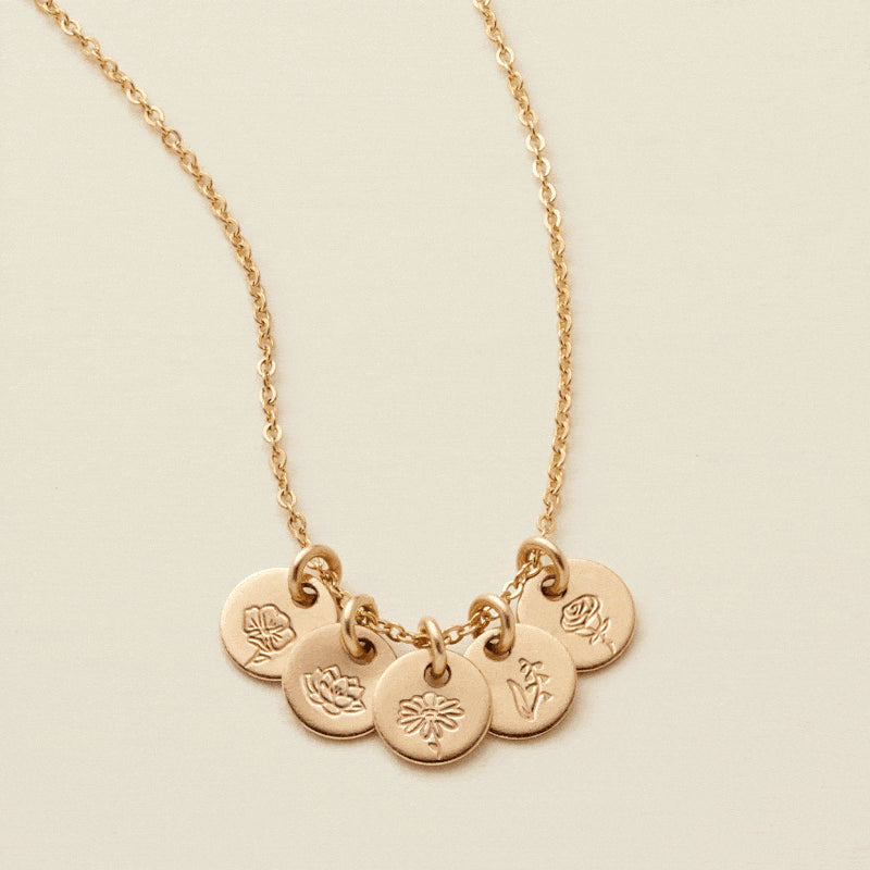 Mini Birth Flower Stacker Necklace | 1/4" Disc Necklace