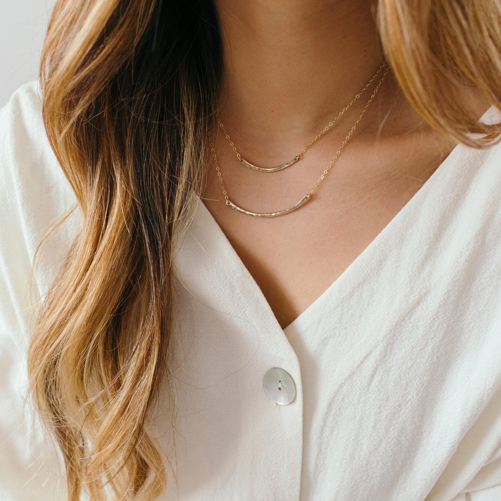 Mini Hammered Crescent Bar Necklace Necklace