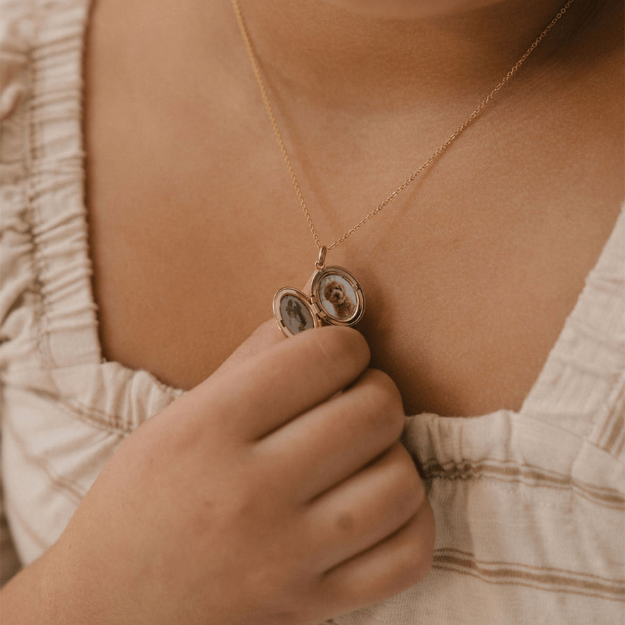 Mini Oval Locket Necklace | The Little's Collection