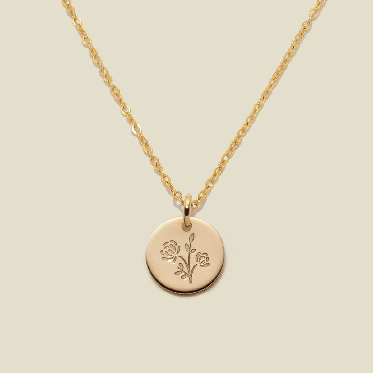 November Birth Flower Necklace Gold Filled / 3/8" / 16"-18" Necklace